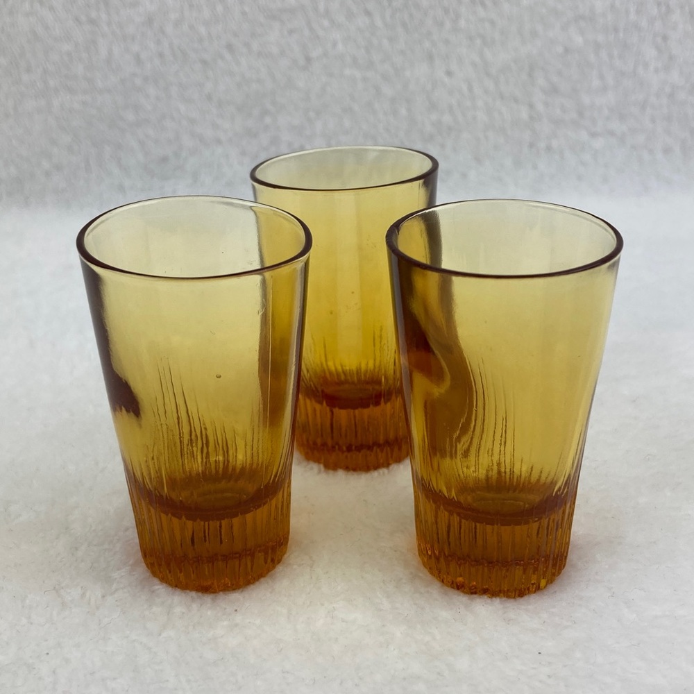 VTG Amber Delicate Shot Glass Set of 3, 2.5” Japan